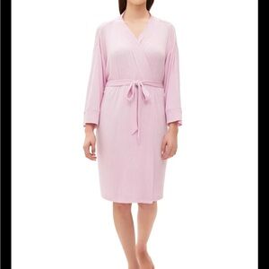 Gap Body Long Sleeve Ribbed Belted Robe Butterfly Pink Size XL NWT